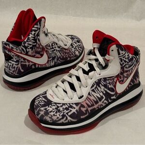 Nike Kids Basketball Sneakers in White, Red, Black